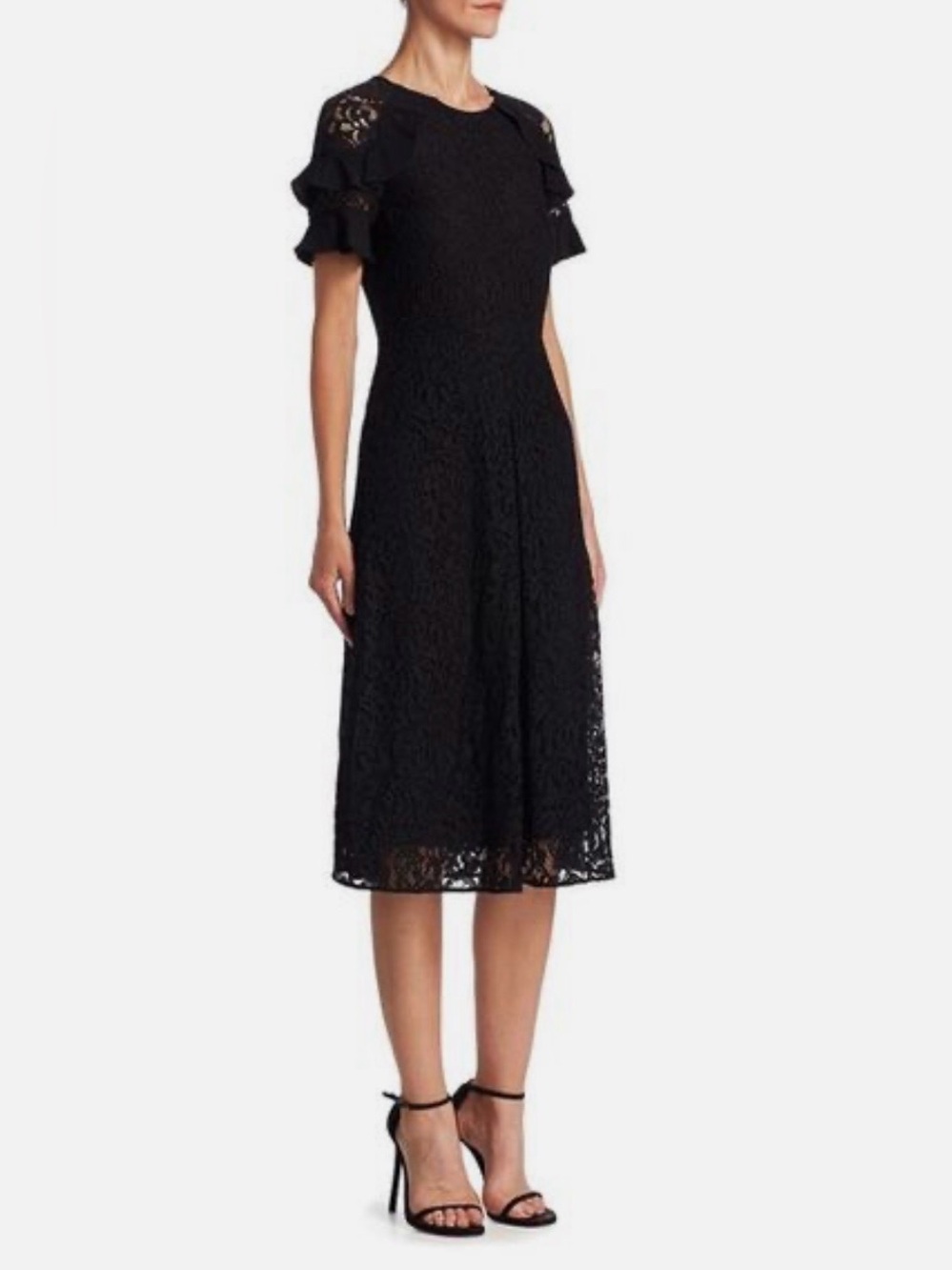 Burberry Zahramf Ruffle Lace Dress Black Size 8 retail $1395🖤